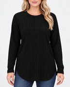 Women's ribbed long sleeve top – black – 04_detail