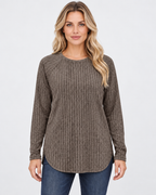 Women's ribbed long sleeve top – grey – 01_front