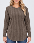 Women's ribbed long sleeve top – grey – 04_detail