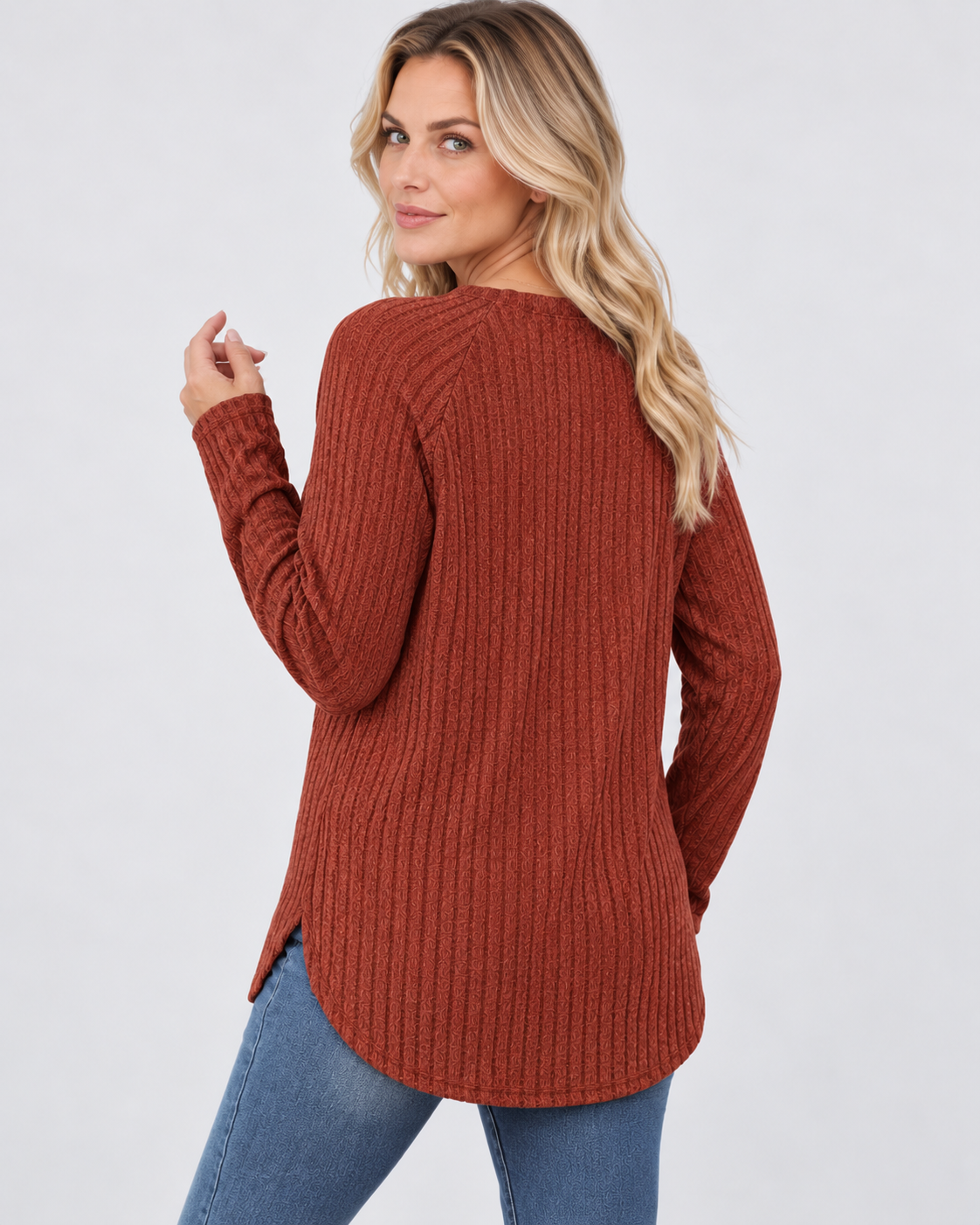 Women's ribbed long sleeve top – red – 03_back