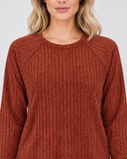 Women's ribbed long sleeve top – red – 04_detail
