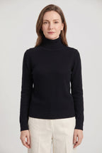 Women's Roll Neck Jumper with Ribbed Trims and Long Sleeves