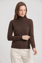 Women's Roll Neck Jumper with Ribbed Trims and Long Sleeves