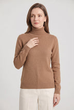 Women's Roll Neck Jumper with Ribbed Trims and Long Sleeves