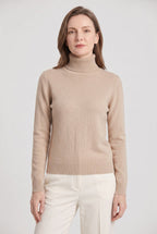 Women's Roll Neck Jumper with Ribbed Trims and Long Sleeves