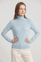 Women's Roll Neck Jumper with Ribbed Trims and Long Sleeves