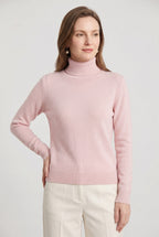 Women's Roll Neck Jumper with Ribbed Trims and Long Sleeves