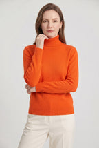 Women's Roll Neck Jumper with Ribbed Trims and Long Sleeves