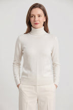 Women's Roll Neck Jumper with Ribbed Trims and Long Sleeves