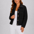 Women's Sherpa Fleece Jacket with Button Front and Collar