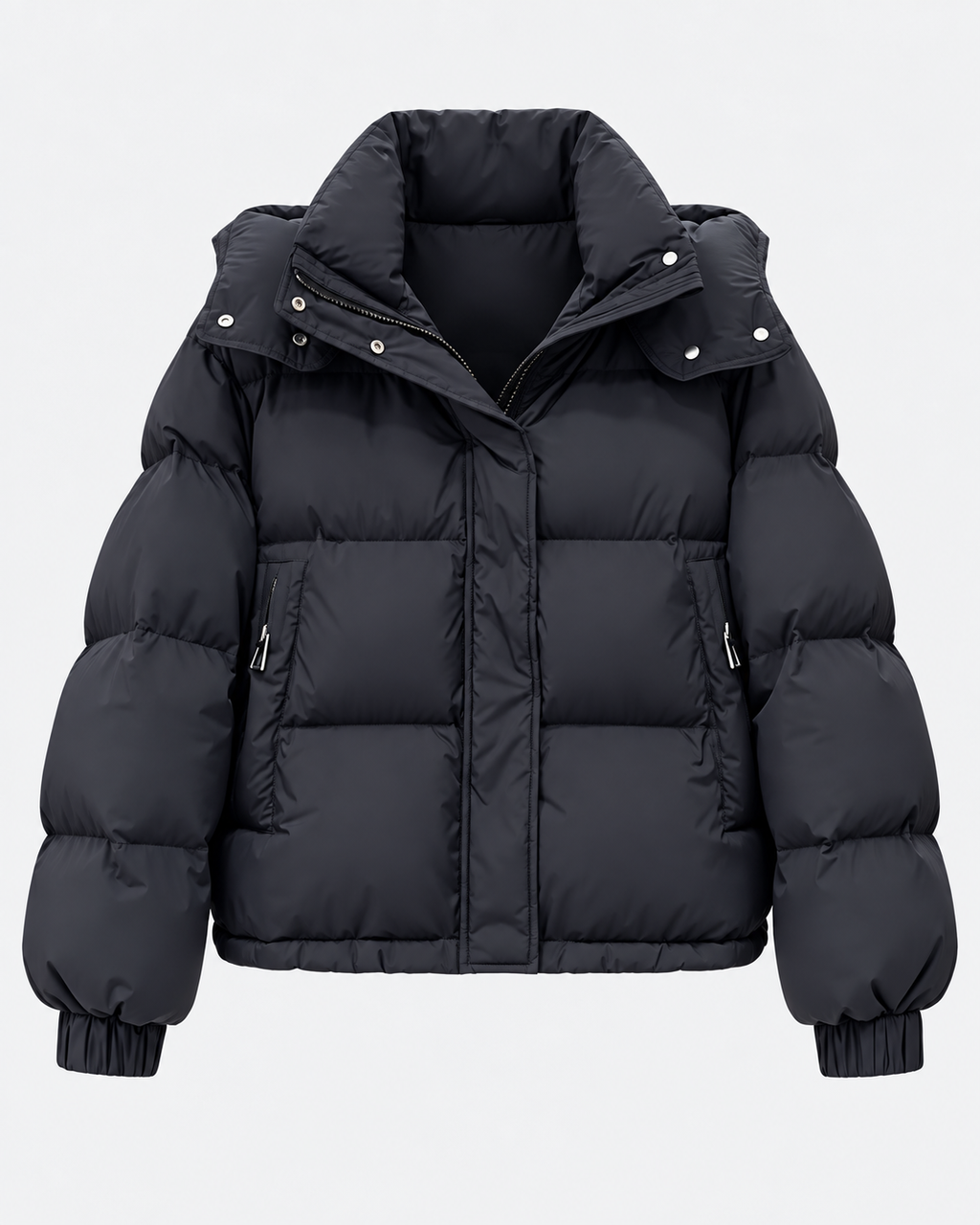 Women's Quilted Oversized Puffer Jacket with Cargo Pockets and Hood