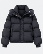 Women's Quilted Oversized Puffer Jacket with Cargo Pockets and Hood