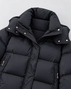 Women's Quilted Oversized Puffer Jacket with Cargo Pockets and Hood