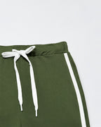 Women's Side Stripe Skirt Co-Ord Set with Long Sleeves and Drawstring Waist in Army Green – photo 4