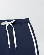 Women's Side Stripe Skirt Co-Ord Set with Long Sleeves and Drawstring Waist in Navy Blue – photo 4