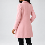 Women's Tailored Single Breasted Coat with Notched Lapels and Flap Pockets in Light Pink – photo 1