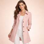 Women's Single Breasted Trench Coat with Lapel Collar and Button Front