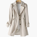 Women's Single Breasted Trench Coat with Lapel Collar and Button Front