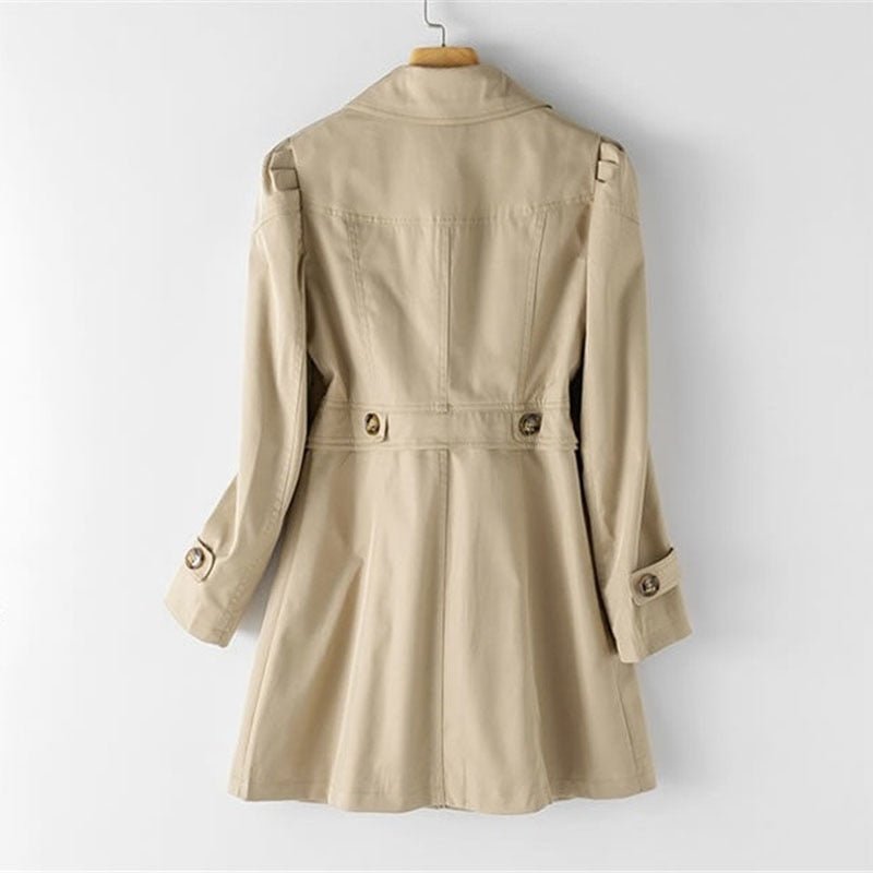 Women's Single Breasted Trench Coat with Lapel Collar and Button Front
