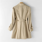 Women's Single Breasted Trench Coat with Lapel Collar and Button Front