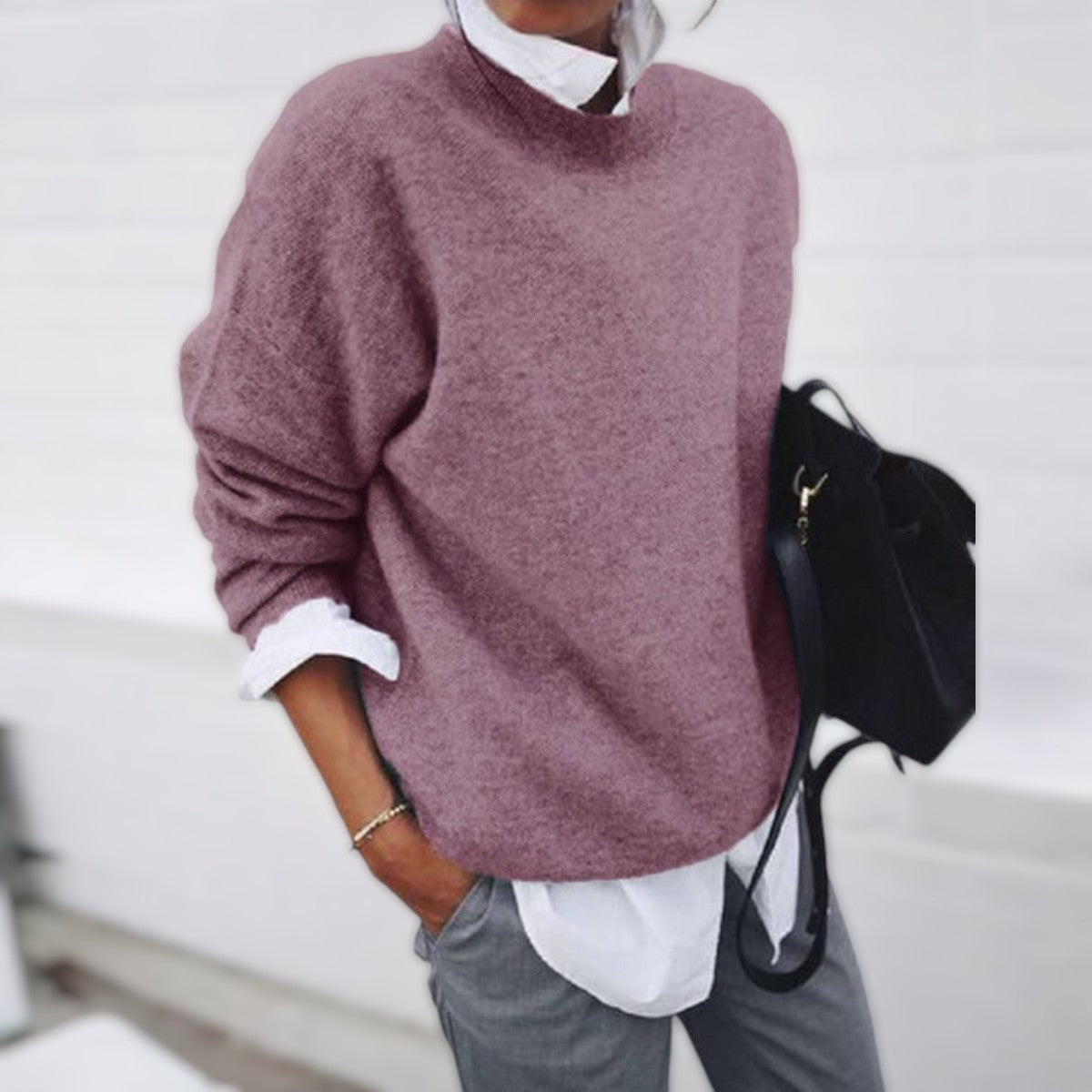 Women's Soft Knit Jumper with Crew Neck