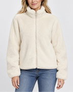 Women's Soft Teddy Fleece Jacket with Stand Up Collar and Zip Front