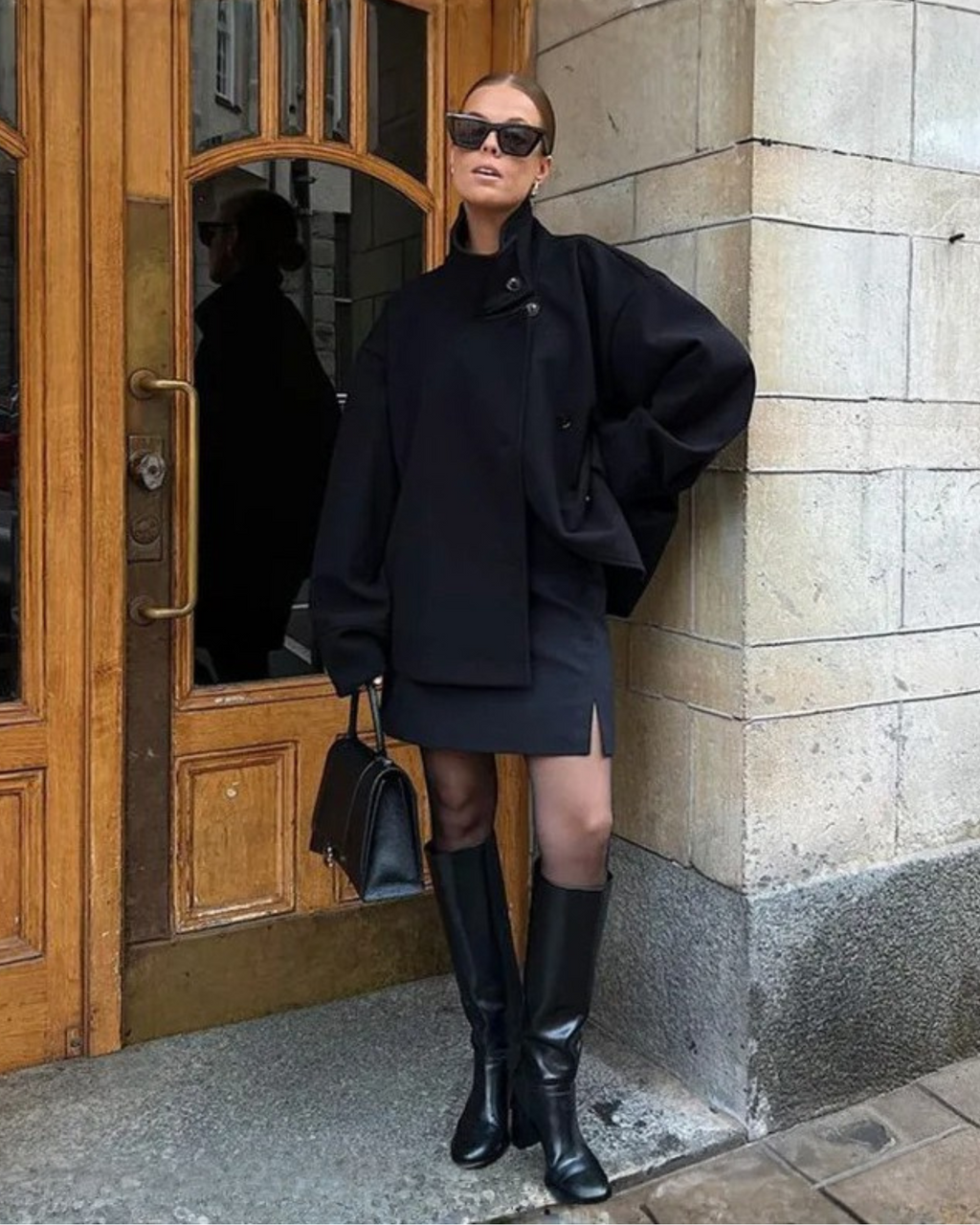 Women's Oversized Jacket with Stand Collar and Button Front