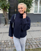Women's Oversized Jacket with Stand Collar and Button Front