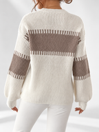Women's striped knitted jumper in Apricot – back view