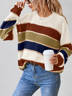 Apricot striped knitted jumper – studio view 7