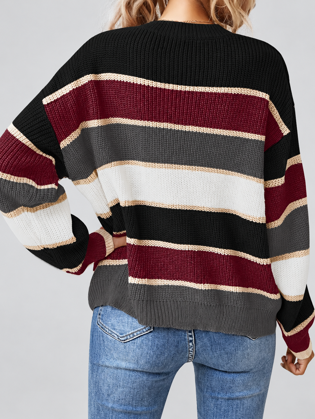 Black striped knitted jumper – studio view 11