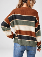 Coffee striped knitted jumper – studio view 15