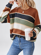 Coffee striped knitted jumper – studio view 16