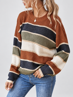 Coffee striped knitted jumper – studio view 17