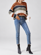 Coffee striped knitted jumper – studio view 18