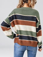 Green striped knitted jumper – studio view 2