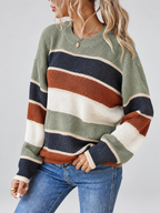 Green striped knitted jumper – studio view 3