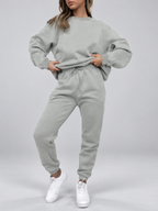 Women's Sweatshirt and Joggers Co-Ord Set with Crew Neck and Drawstring Waist in Grey – Waist Detail