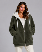 Women's Teddy Fleece Hooded Jacket with Zip Front