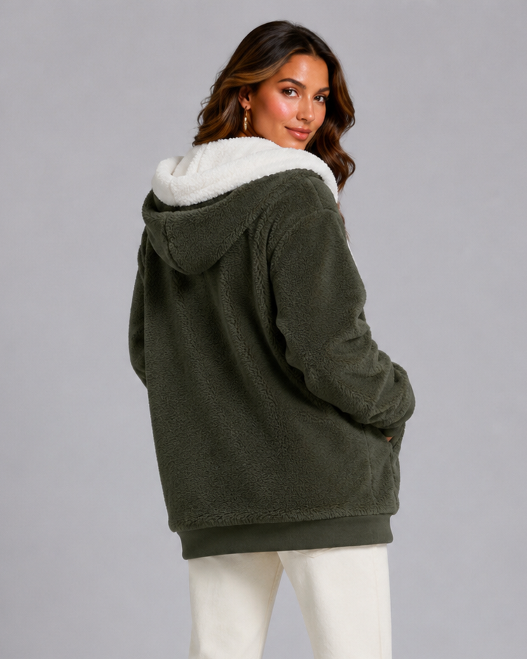 Women's Teddy Fleece Hooded Jacket with Zip Front