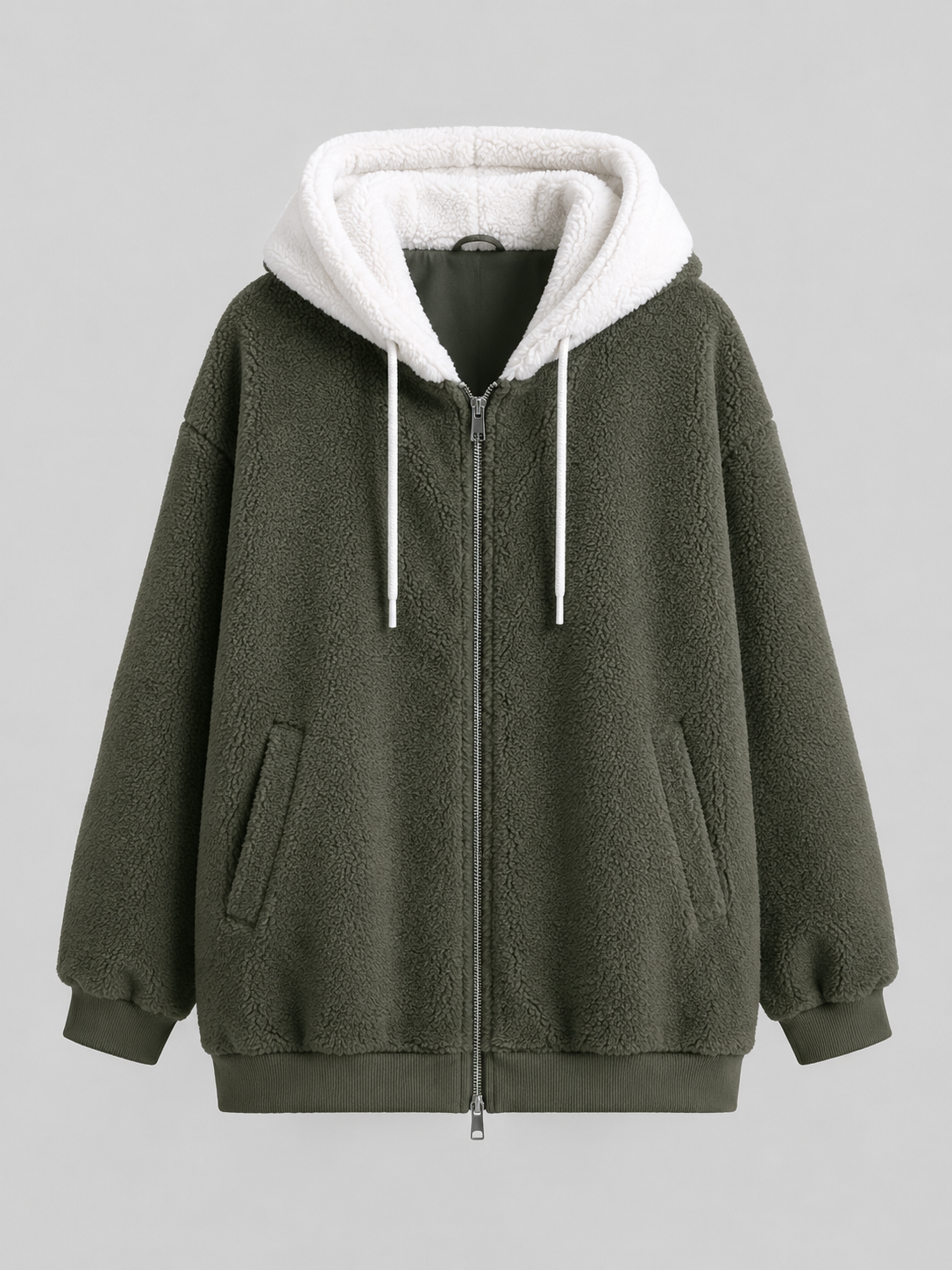 Women's Teddy Fleece Hooded Jacket with Zip Front