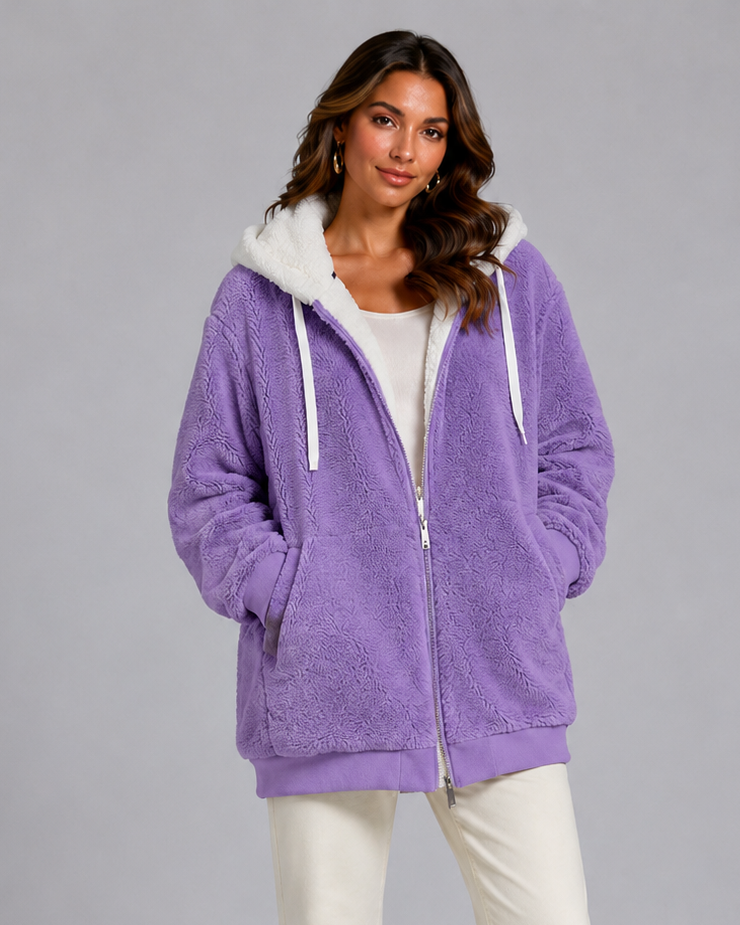 Women's Teddy Fleece Hooded Jacket with Zip Front