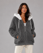 Women's Teddy Fleece Hooded Jacket with Zip Front