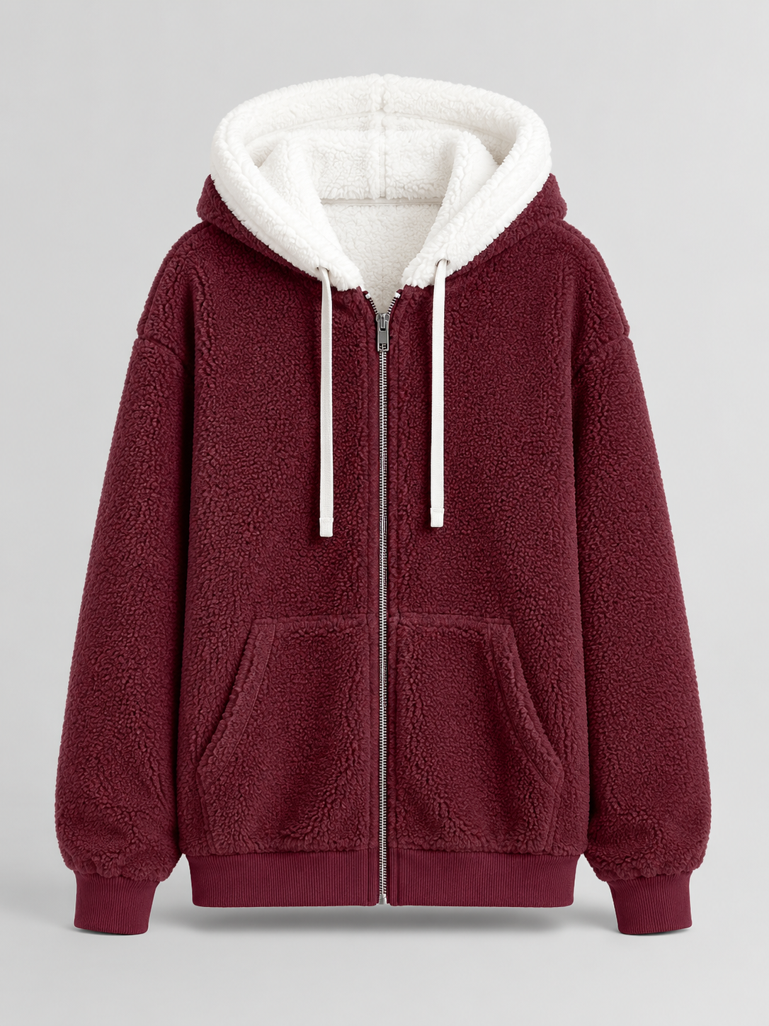 Women's Teddy Fleece Hooded Jacket with Zip Front
