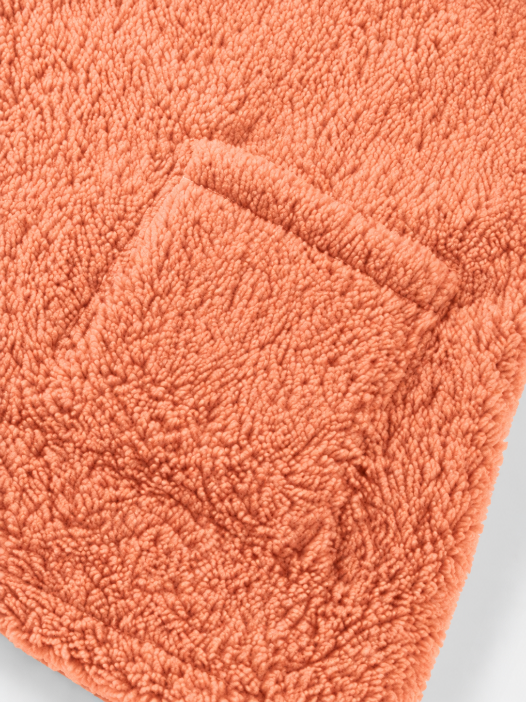Women's Long Oversized Fleece Jumper with Split Neck and Patch Pockets in Orange – photo 4