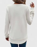 Women's Textured Long Sleeve Top with Round Neck - 2
