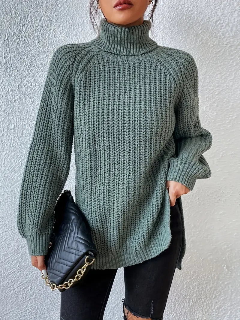 Women's Oversized Ribbed Turtleneck Jumper