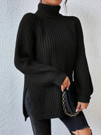 Women's Oversized Ribbed Turtleneck Jumper