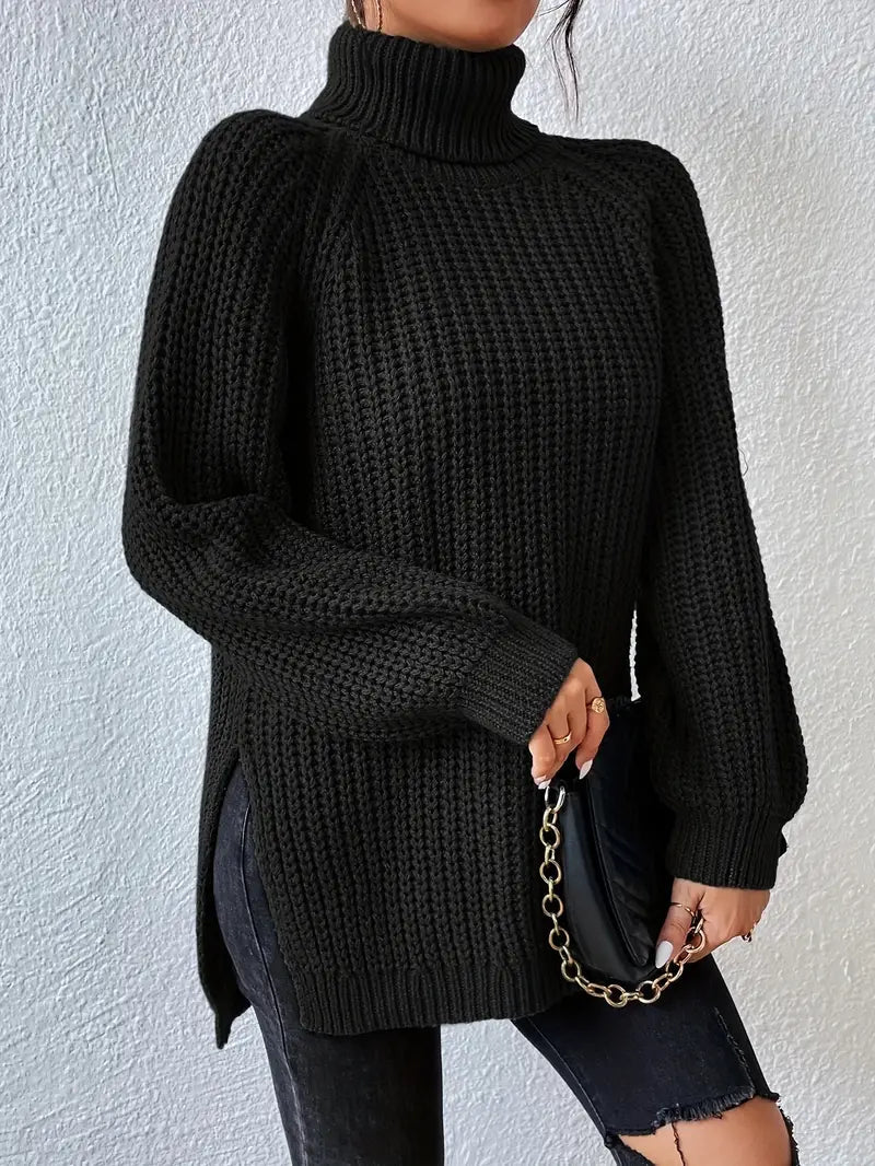 Women's Oversized Ribbed Turtleneck Jumper