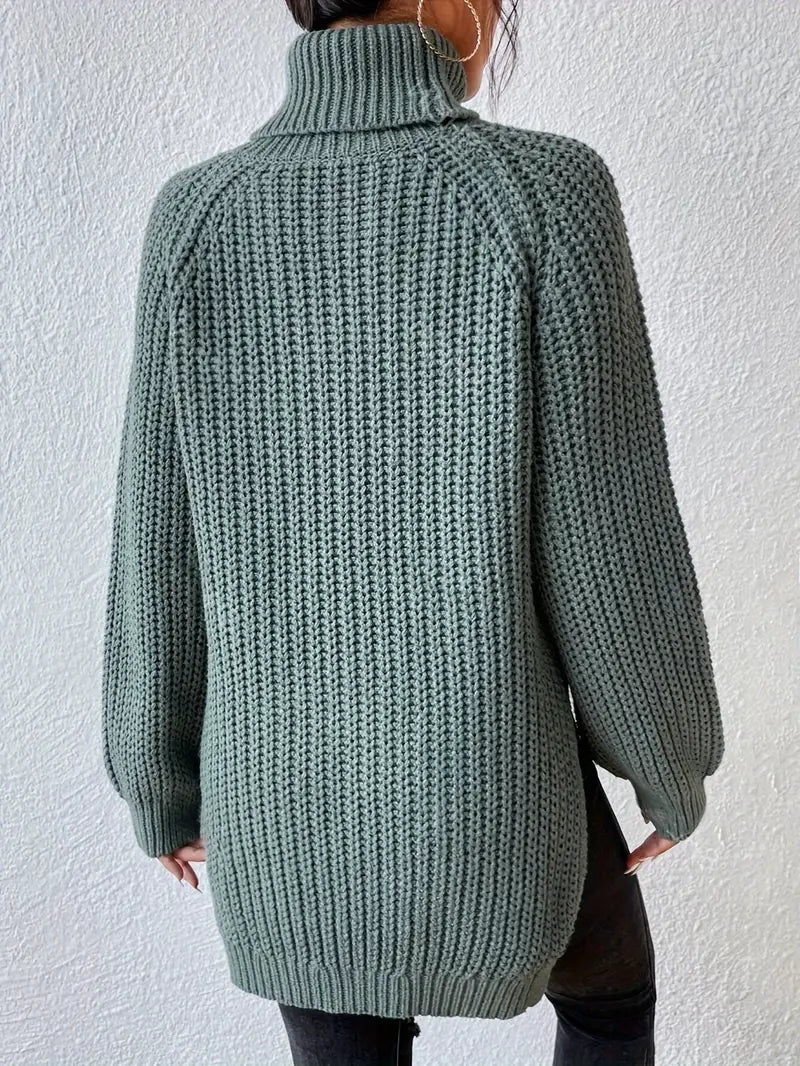 Women's Oversized Ribbed Turtleneck Jumper